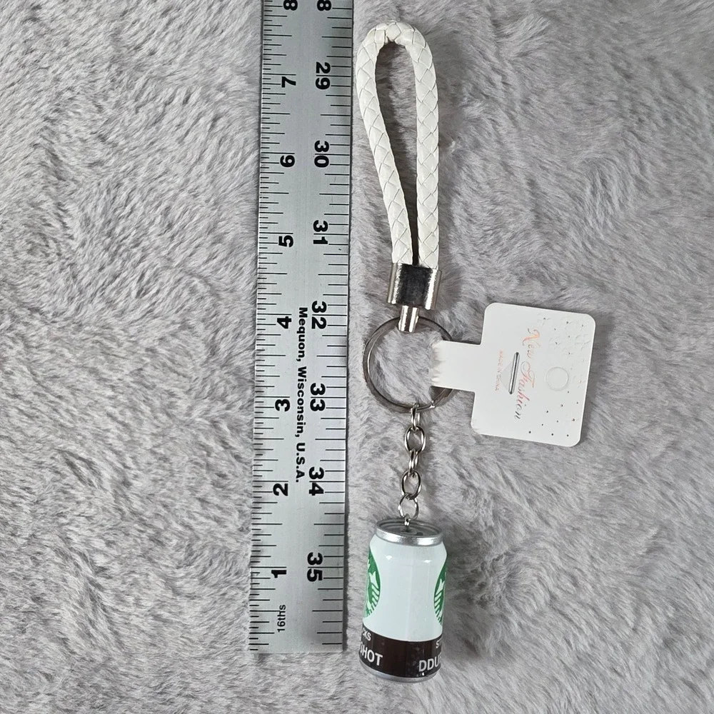 Starbucks Keychain Unisex OS White Doubleshot Espresso Can Braided Wristlet